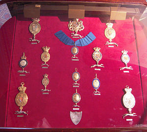 Badges of King's or Queen's Messengers from 18th to 20th centuries, seen in an exhibition at the Foreign & Commonwealth Office Silver Greys badges.jpg