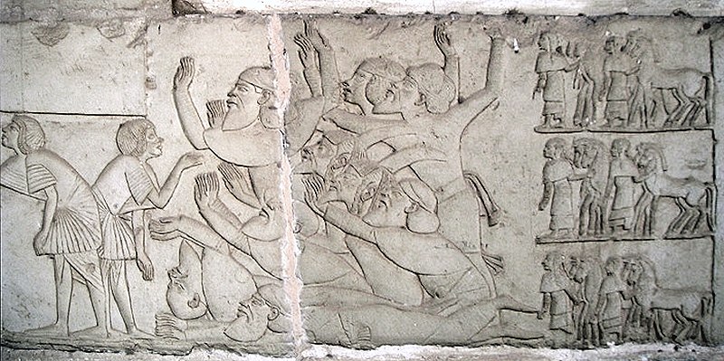 File:Submission of West Asiatics on the tomb of Horemheb circa 1300 BCE.jpg