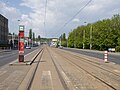 Čeština: Zastávka Vozovna Motol, tramvajová trať Kotlářka – Sídliště Řepy English: Vozovna Motol tram stop, tram track Kotlářka – Sídliště Řepy