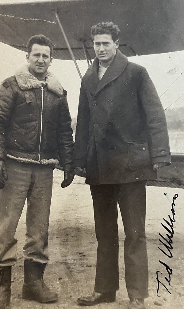 1942 - Ted Williams (Right) while flight training at the Turners Falls, MA Airport