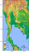 Гіпсометрична карта Таїланду