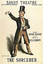 Homme en frac et chapeau-claque, yeux exorbités, main gauche tenant une théière, bras droit levé, index pointé