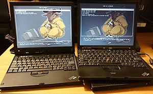 Два ноутбука ThinkPad X60, которые были модифицированы для использования Libreboot в качестве прошивки BIOS.