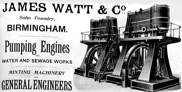 Trade advertisement from the 'James Watt & Co.' era