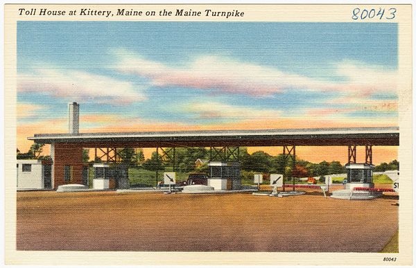 Early postcard of tollbooths at Kittery