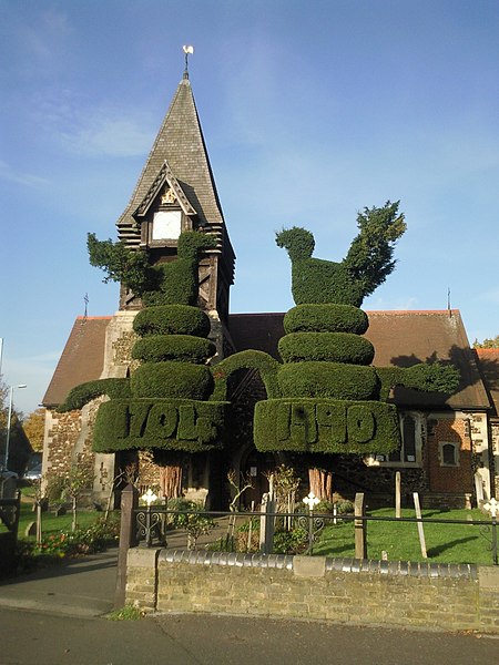 File:Topiary outside St Mary the Virgin Church, East Bedfont - geograph.org.uk - 2239768.jpg