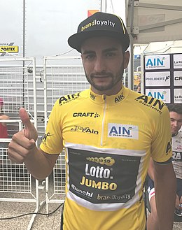Tour de l'Ain 2017 - étape 1 - Lobato maillot jaune.JPG