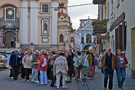 Tourists in the Old Town of Vilnius