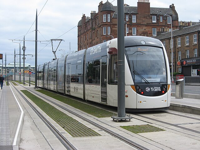 Tram arriving at the Newhaven terminus