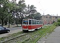 KTM-5 tram in Lipetsk. 14,369 units of this tram were produced, making it the most numerous tram in history