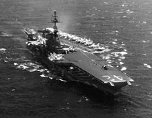 Roosevelt in 1970 after her austere 11-month refit of 1968-69. USS Franklin D. Roosevelt (CVA-42) underway in the Mediterranean Sea in 1971.jpg