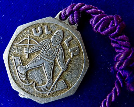 Early 20th-century German lead medal depicting Ullr, Schutzpatron der Skifahrer