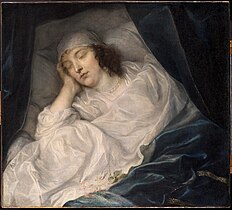 Venetia, Lady Digby (en) sur son lit de mort, par Sir Anthony Van Dyck, 1633, Dulwich Picture Gallery