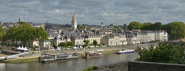 View of Angers on the river Maine in France