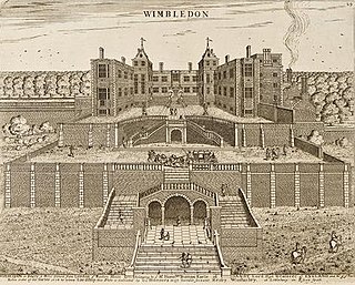 Wimbledon Palace. North front. Built 1588. Etching by Henry Winstanley 1678 for Lord Danby.