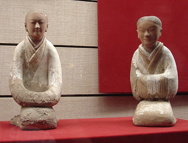 Ceramic female attendants from the tomb of Empress Dou (d. 135 BCE), Western Han dynasty, Shaanxi History Museum, Xi'an