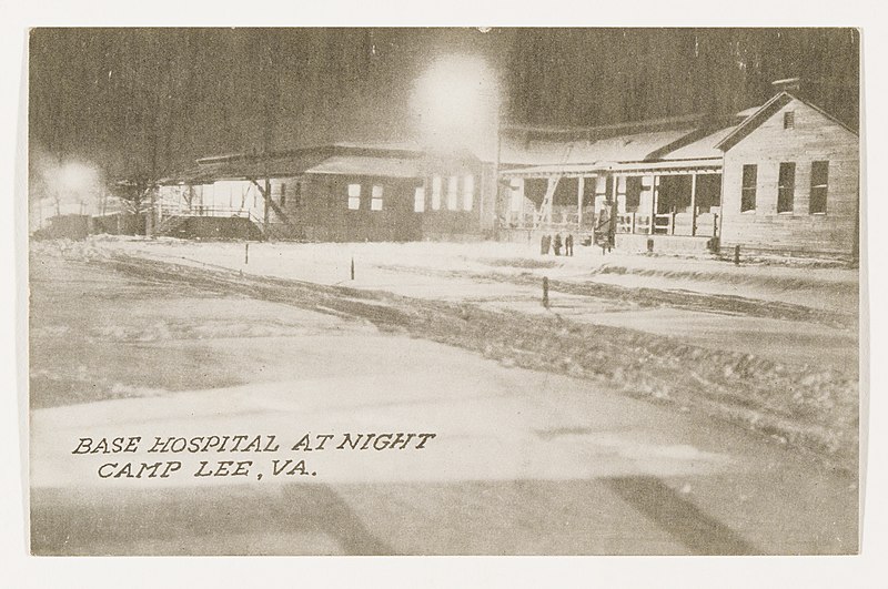 File:"Base Hospital at night, Camp Lee, Va" - building, Camp Lee, Va.jpg