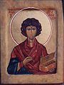 "St. Panteleimon".egg tempera, goldleaf on wood, sm 32x24