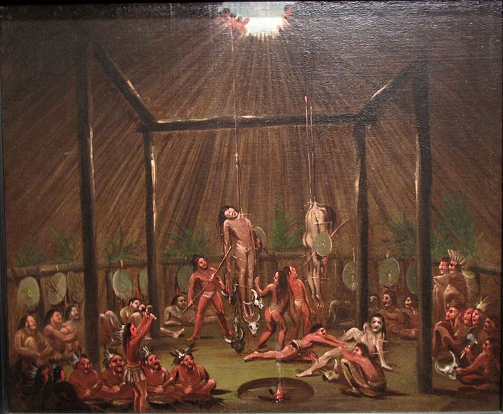 File:'The Cutting Scene, Mandan-O-kee-pa Ceremony', oil on canvas painting by George Catlin, 1832.jpg