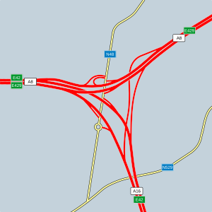 Übersichtskarte Autobahndreieck Tournai