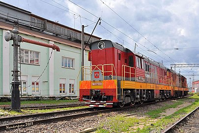 Locomotoras diesel ChME3 en el depósito