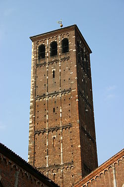 The Canons' bell tower 0039 - Milano - Sant'Ambrogio - Campanile dei canonici - sec XII-1889 - Foto Giovanni Dall'Orto 25-Apr-2007.jpg