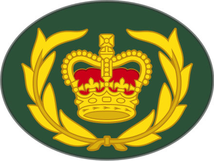 The insignia of a Warrant Officer Class II of the Barbados Defence Force featuring the St Edward's Crown