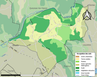 Barevná mapa znázorňující využití půdy.