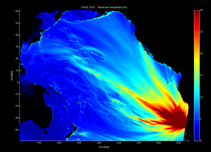 Preliminary forecast model energy map of the 2010 Chile earthquake tsunami