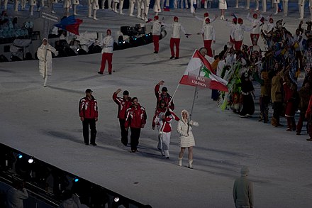 Entrée de la délégation libanaise lors de la cérémonie d'ouverture.
