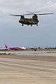 * Nomination: A JASDF CH-47 Chinook with a Peach Airlines aircraft taxiing at the Naha Air Show in 2018. --Balon Greyjoy 10:09, 19 April 2022 (UTC) * * Review needed