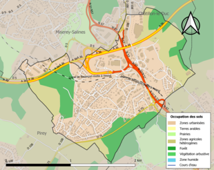 Carte des infrastructures et de l'occupation des sols de la commune en 2018 (CLC).