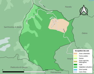 Kolorowa mapa przedstawiająca użytkowanie gruntów.