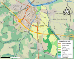 Carte des infrastructures et de l'occupation des sols de la commune en 2018 (CLC).