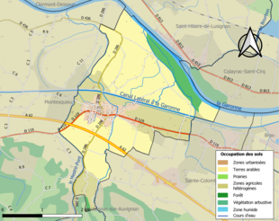 Kolorowa mapa przedstawiająca użytkowanie gruntów.