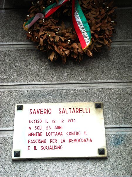 File:8598 - Milano - Lapide per Saverio Saltarelli (1970) in via Bergamini - Foto Giovanni Dall'Orto - 6-Sept-2007.jpg