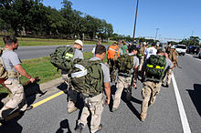 US Air Force loaded march in 2009 Air Force special tactics road march.jpg