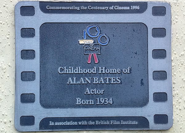 The blue plaque on Alan Bates's childhood home—in association with the British Film Institute.