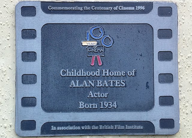 The blue plaque on Alan Bates's childhood home—in association with the British Film Institute.