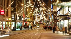 Aleksanterinkatu à Helsinki avant Noël