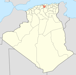 Map of Algeria highlighting Bouïra