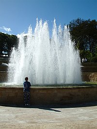 Fountain, one of several water features in the gardens