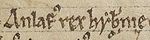 Une mention d'Olaf, appelé Anlafus rex Hẏberniæ (« Olaf roi d'Irlande ») dans la Chronique de Melrose (MS Cotton Faustina B ix).