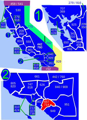 Area codes 714 and 657