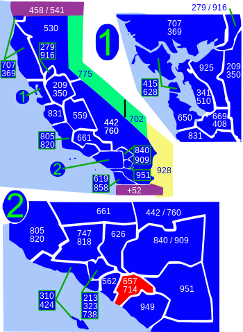 Orange County Area Code Map Area codes 714 and 657   Wikipedia