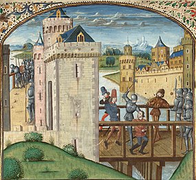 Assassinat de Jean sans Peur à Montereau. Paris, bibliothèque de l'Arsenal, XVe siècle.