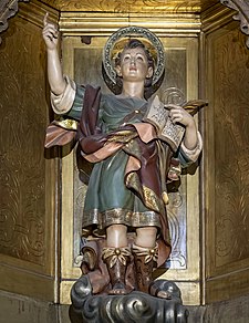 Barcelona Cathedral Interior - Statue of Saint Pancrace of Rome.jpg