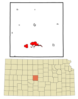 Barton County Kansas Incorporated and Unincorporated areas Great Bend Highlighted.svg