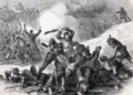 Confederates killing U.S. soldiers in the Fort Pillow Massacre, April 1864.