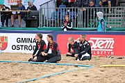 Deutsch: Beachhandball Europameisterschaften 2019 (Beach handball Euro); Tag 5: 6. Juli 2019 – Frauen, Platzierungsspiel für die Ränge 9–12, Deutschland-Polen 2:1 (22:23, 19:16, 7:6) English: Beach handball Euro; Day 5: 6 July 2019 – Placement Match/Cross Match for rank 9–12 Women – Germany-Poland 2:1 (22:23, 19:16, 7:6)